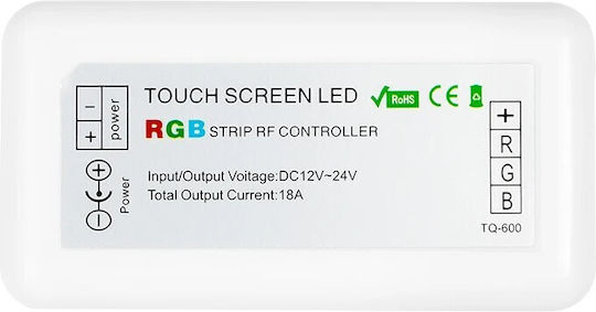 GloboStar Drahtlos RGB Controller Berührung RF (Request for) - Anfrage für mit Fernbedienung 2.4G Runde 12-24 Volt Gleichstrom Schwarz 77445