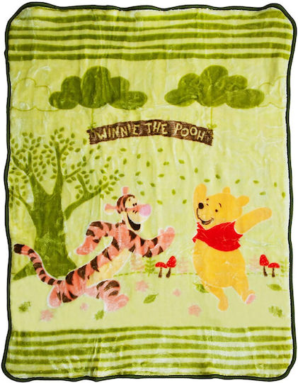 Dimcol Blanket Cot Winnie Forest Velvet 110x140cm Dimcol Blanket Cot Winnie Forest Velvet 110x140cm