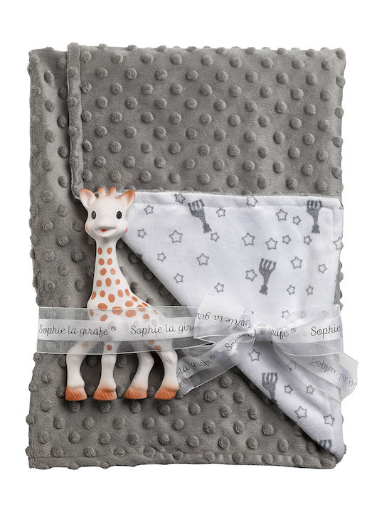 Sophie La Girafe Κουβέρτα Αγκαλιάς & Λίκνου Βελουτέ Γκρι 73x91εκ.