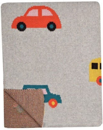 Liolios Home Decke Kinderbett Multi Vehicles Gestrickt Gray 100x150cm