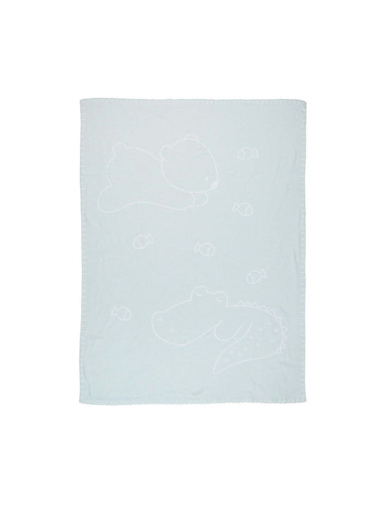 Nattou Blanket Nursery Swaddling Blankets Knitted Light Blue 75x100cm