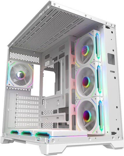 Aqirys Europa Gaming Midi Tower Computer Case with Side Window and ARGB Lighting White