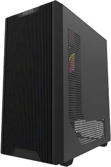 Aqirys Virgo Gaming Midi Tower Computer Case with Side Window and ARGB Lighting Black
