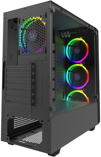 Aqirys Virgo Gaming Midi Tower Computer Case with Side Window and ARGB Lighting Black