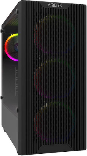 Aqirys Virgo Gaming Midi Tower Computer Case with Side Window and ARGB Lighting Black