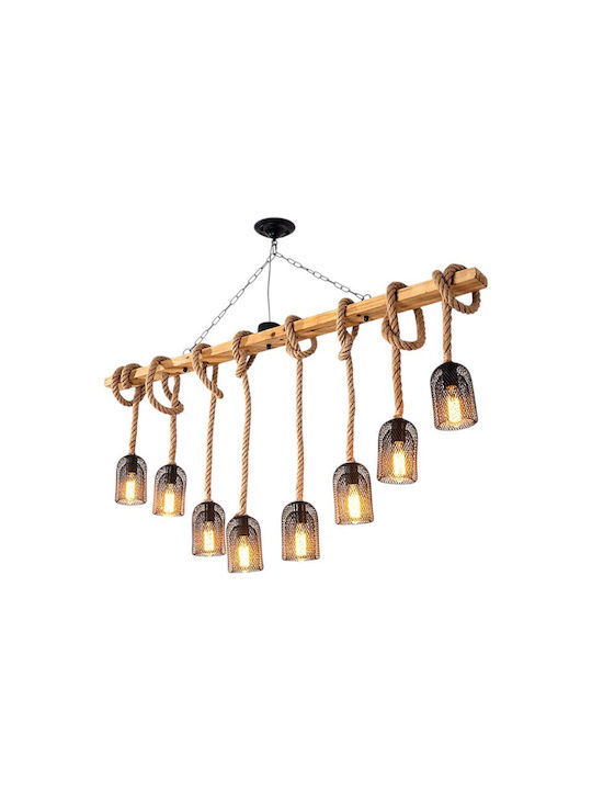 Deckenleuchte Boho Raster für 13 Lampenbirnensockel E27 150x60cm