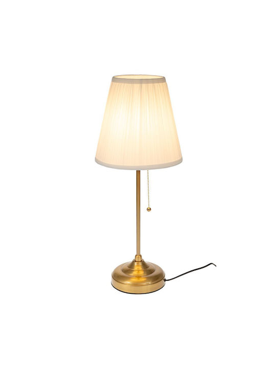 Iliadis Metal Table Lamp with White Shade and Gold Base