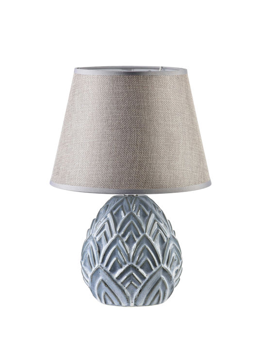 Mondex Wooden Table Lamp with Blue Shade and Base