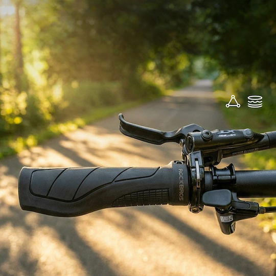 Rockbros Anatomic Bicycle Handlebar Grips In Black Colour 130mm Plastic