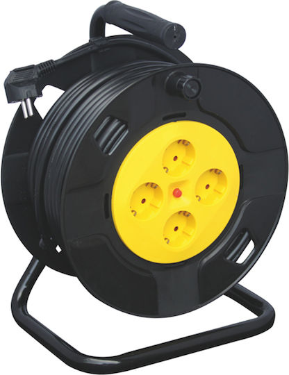 Eurolamp Closed Type Extension Reel Cord 3 x 1.5mm²/3m Black