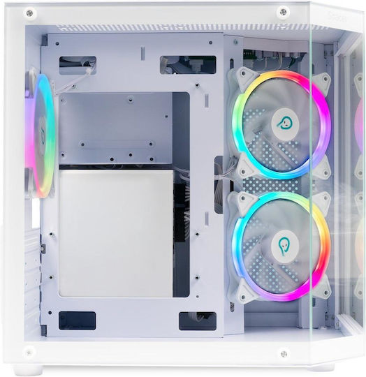 Spacer Aquarium Gaming Mini Tower Carcasă PC cu Deschidere Laterală și Iluminare ARGB Albă