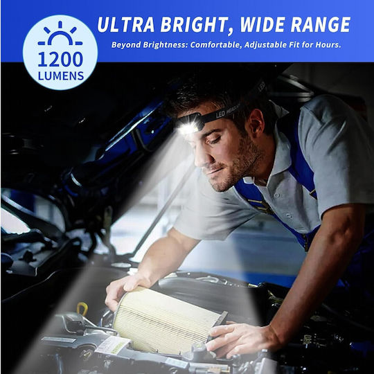 VenCore Rechargeable Headlamp LED IPX4 with Maximum Brightness 400lm White