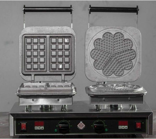 M&M equipment WAF ΑD/Β-Β Επαγγελματική Βαφλιέρα Διπλή Άνοιγμα 90° για Τετράγωνες Βάφλες