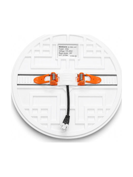 VenCore Round Recessed LED Panel 35W with Natural White Light 4500K 22.7cm