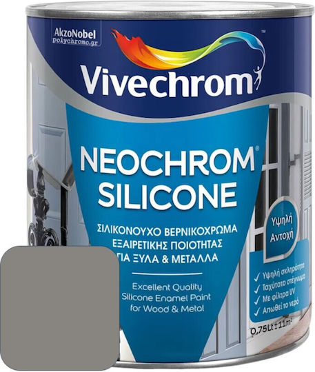 Силиконова лакова боя с изключително качество за дърво и метал Vivechrom Neochrom Silicone No103 сив алуминий 750 мл