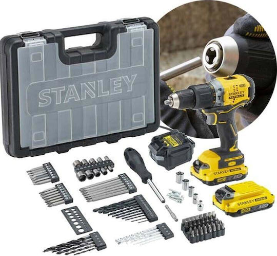 Stanley SFMCD715D2AF Ударен Двигател За Бормашина На Батерия Безчетков 18V 2x2Ah