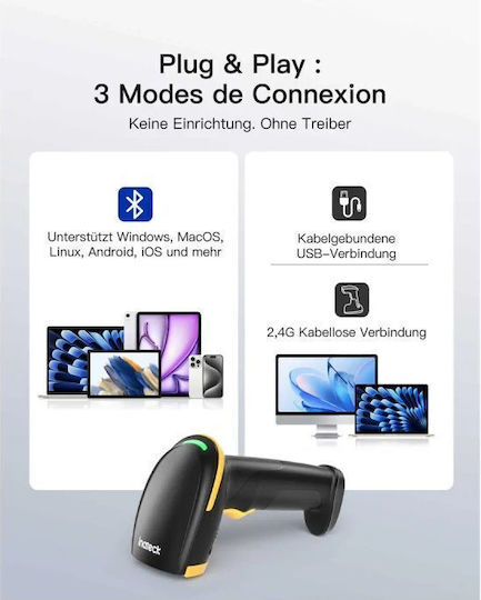Inateck Handheld Scanner with 2D and QR Barcode Readability