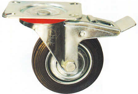 Ruotec 502.000.002.100 Wheel Rotating with Brake Industrial Black 100x26mm