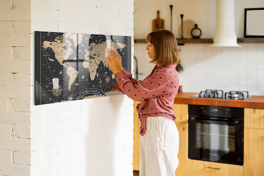 Magnetic Board Old World Map One Magnet 120x60
