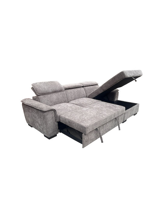 Canapea Colțar Pat cu Colțul Stâng Gri 251x168x82εκ.