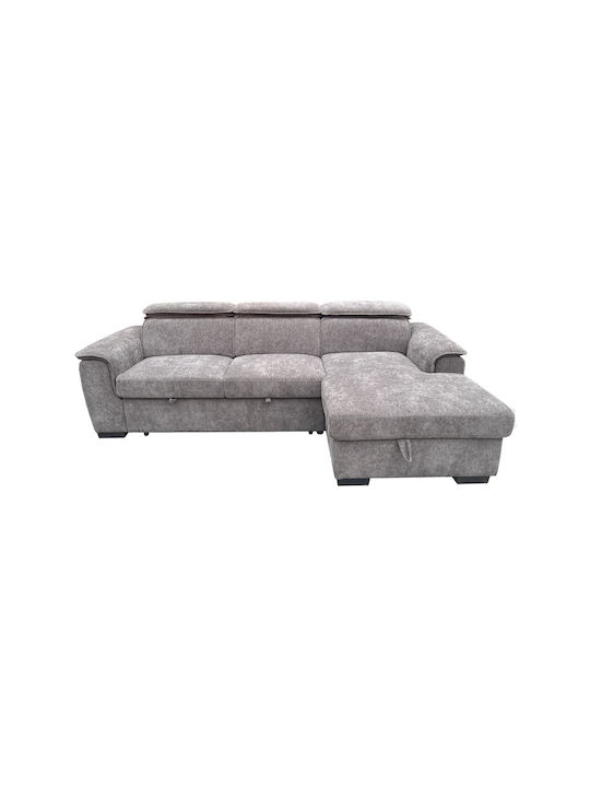 Canapea Colțar Pat cu Colțul Stâng Gri 251x168x82εκ.