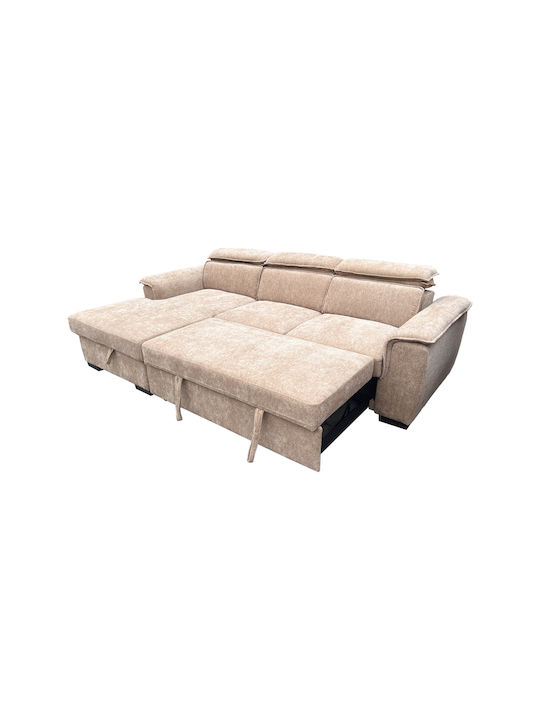 Lemance Corner Sofa Bed with Right Corner Beige 251x168x82cm