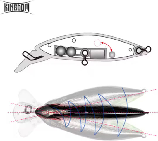 Kingdom Slow Sinking Pencil Noise Artificial Bait Minnow 7cm 12g 001