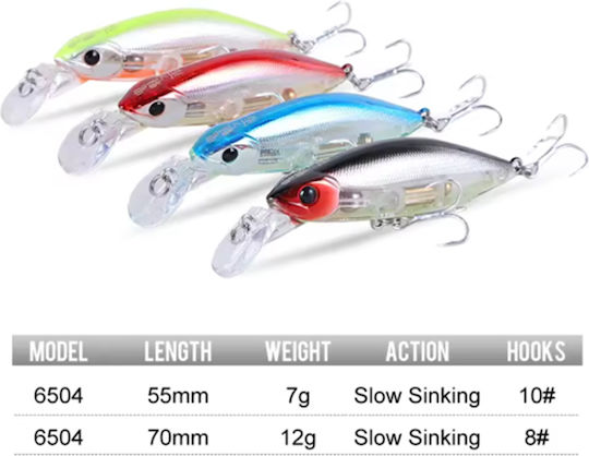 Kingdom Slow Sinking Pencil Noise Artificial Bait Minnow 7cm 12g 002