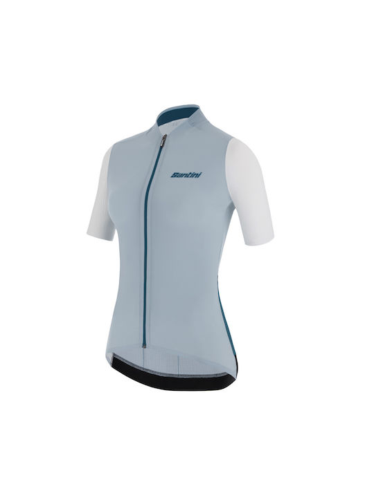 Santini Tricou De Ciclism Pentru Femei Cu Mâneci Scurte Albastru