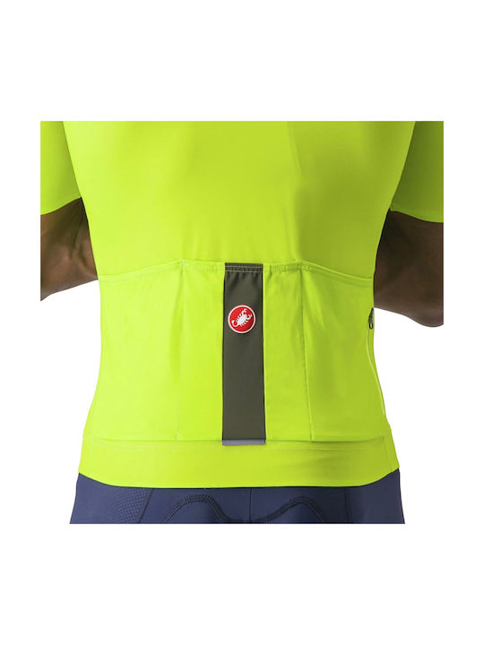 Castelli Tricou De Ciclism Pentru Bărbați Cu Mâneci Scurte Galben