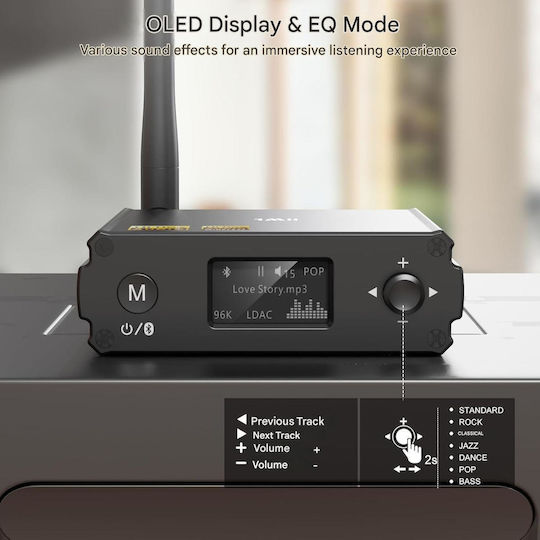 Hifi Receptor 1mii Ds220 Bluetooth 5.3 Es9018k2m Dac – Ldac Aptx Hd Aptx Ll Afișaj Oled Mod Eq Hi-Res Stereo Audio Adaptor Amplificator Difuzoare Tv Rca Optic Usb Wireless Sunet Audiophile