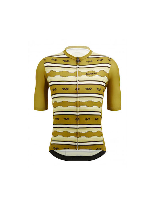 Santini Мъжка Къс Ръкав Колоездене Блуза Жълта