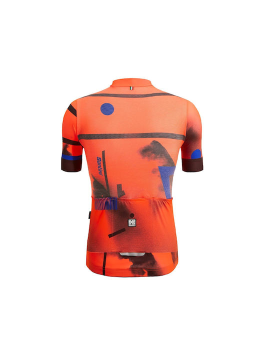 Santini Tricou De Ciclism Pentru Bărbați Cu Mâneci Scurte Portocaliu