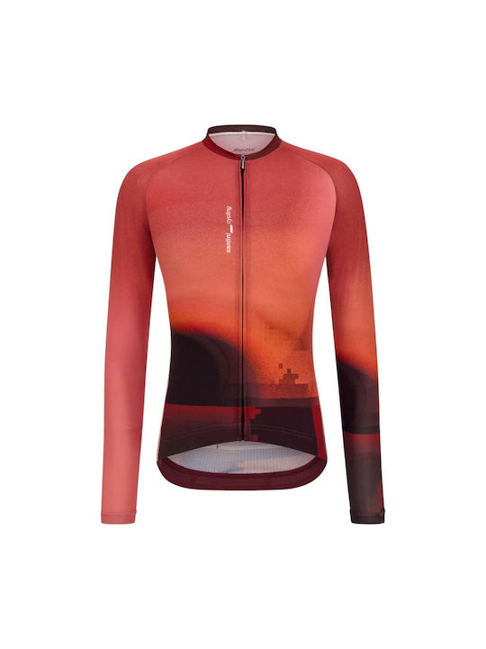 Santini Long Sleeve Red Cycling Jersey