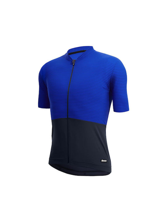 Santini Tricou De Ciclism Cu Mâneci Scurte Pentru Bărbați Albastru