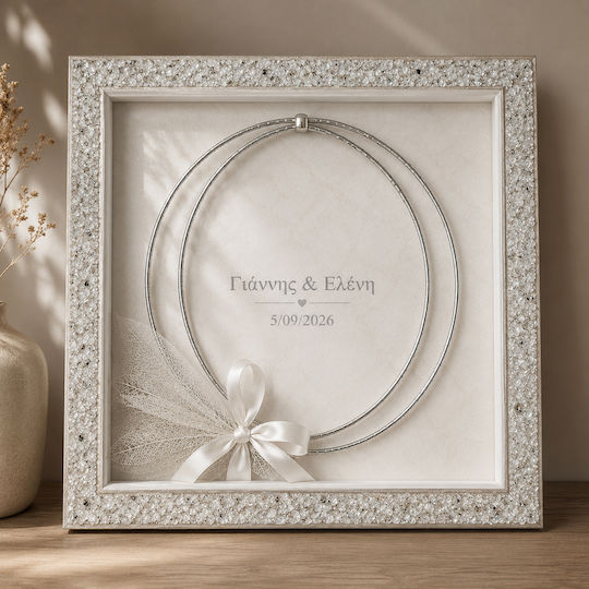 Hochzeitskronen-Hülle 30x30cm Kristall Silber Hölzernes Fotografierahmen – Personalisierte