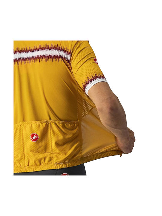 Castelli Tricou De Ciclism Pentru Bărbați Mâneci Scurte Galben