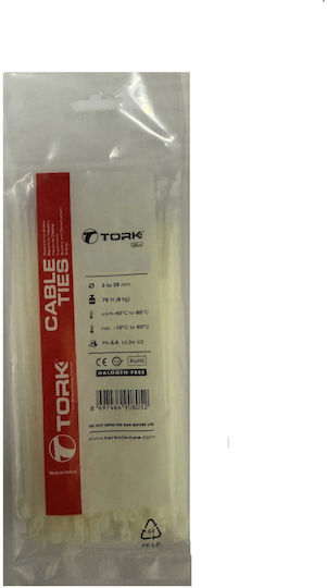 Tork Plastic Cable Ties in White Colour (100 pcs) 038.WHT.36W.0250