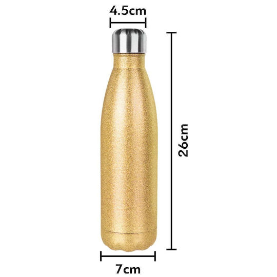 Koupakoupa Catzilla Stainless Steel Thermos Bottle 500ml Glitter Gold with Straw
