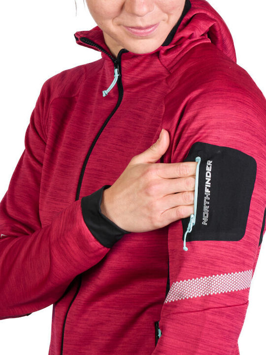 Fleece Cardigană pentru femei în Culoare Burgundy