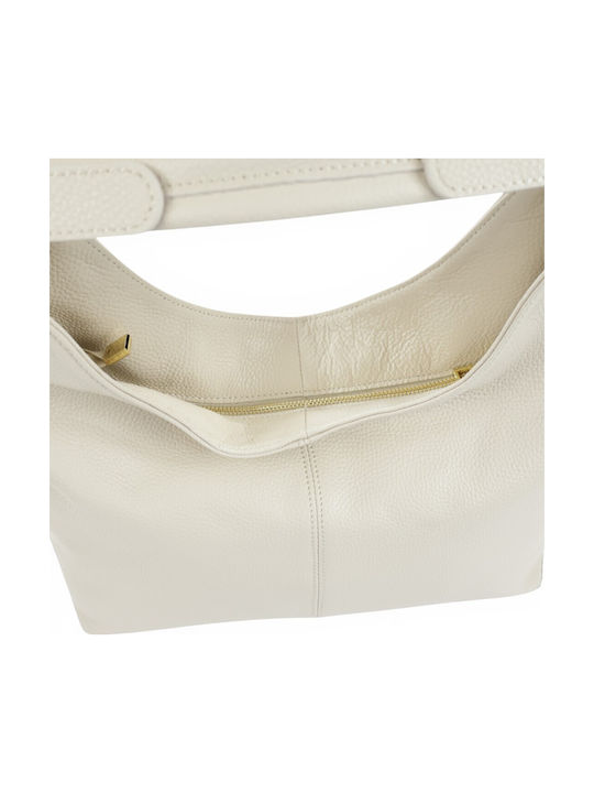 Leather Women's Hobo Bag Beige