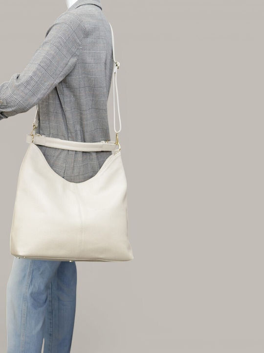 Leather Women's Hobo Bag Beige