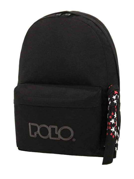 Polo Schulranzen Rucksack Für Junior High-High School Schwarz Mit Flaschenhalter 20lt