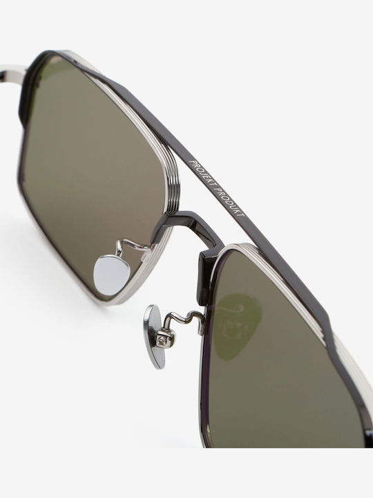 Projekt Produkt Unisex Sunglasses with Metal Frame Silver-Black / Green