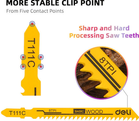 Deli DH-QJT008-E1 Blades for Wood 5pcs