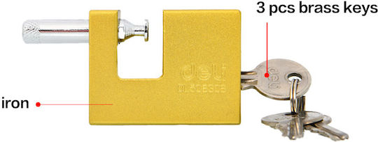 Deli Месингов Катинар Моноблок с ключ 60mm Жълт
