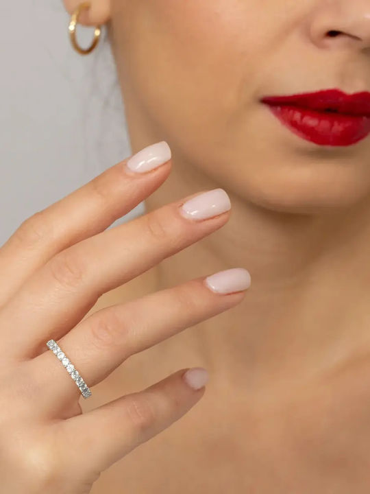 Women's Ring with Zircon in 9K White Gold