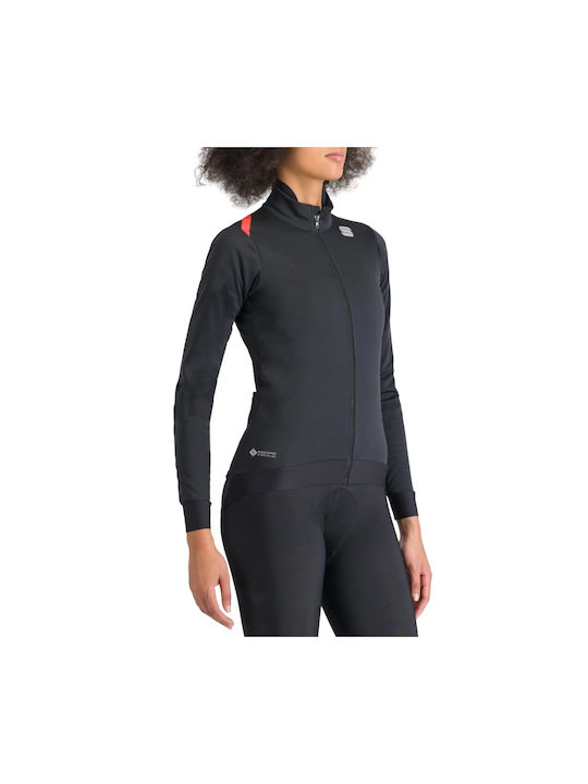 Sportful Jachetă Pentru Femei Impermeabilă Jachetă Cortavânt Pentru Ciclism Mânecă Lungă Neagră