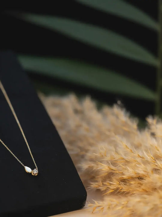 Doppeltes Halskette mit Träne-Design aus 9K Gold mit Zirkon