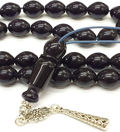 Roloi Komboloi Worry Beads with 33 Beads Made of Mastic Length 35cm Blue